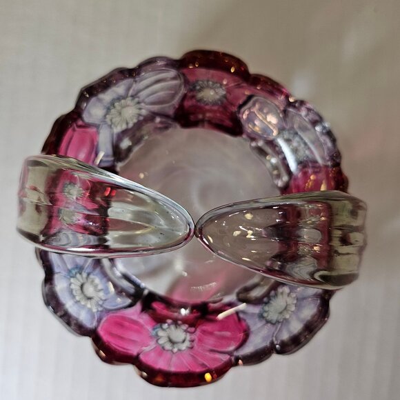 Vintage Westmoreland Glass Pink Lavender Dogwood/Pansy Split Handle - Picture 5 of 8